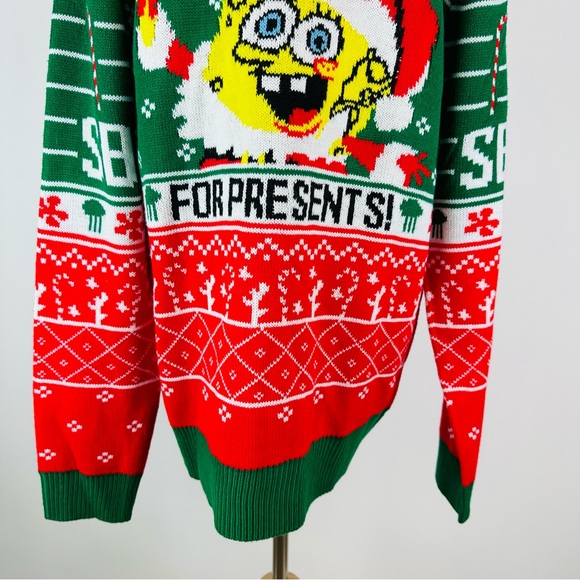 Nickelodeon SpongeBob SquarePants I’m Ready For Presents Christmas Sweater Large - Picture 3 of 6